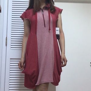 Kensie Red-Pink zip-up dress with pockets